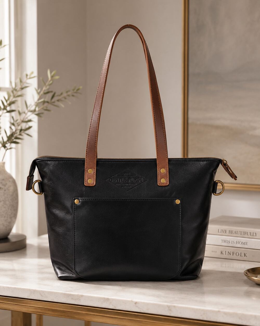 Lifetime Leather Co Black Tote Handmade USA Heritage Minimalist Work Bag